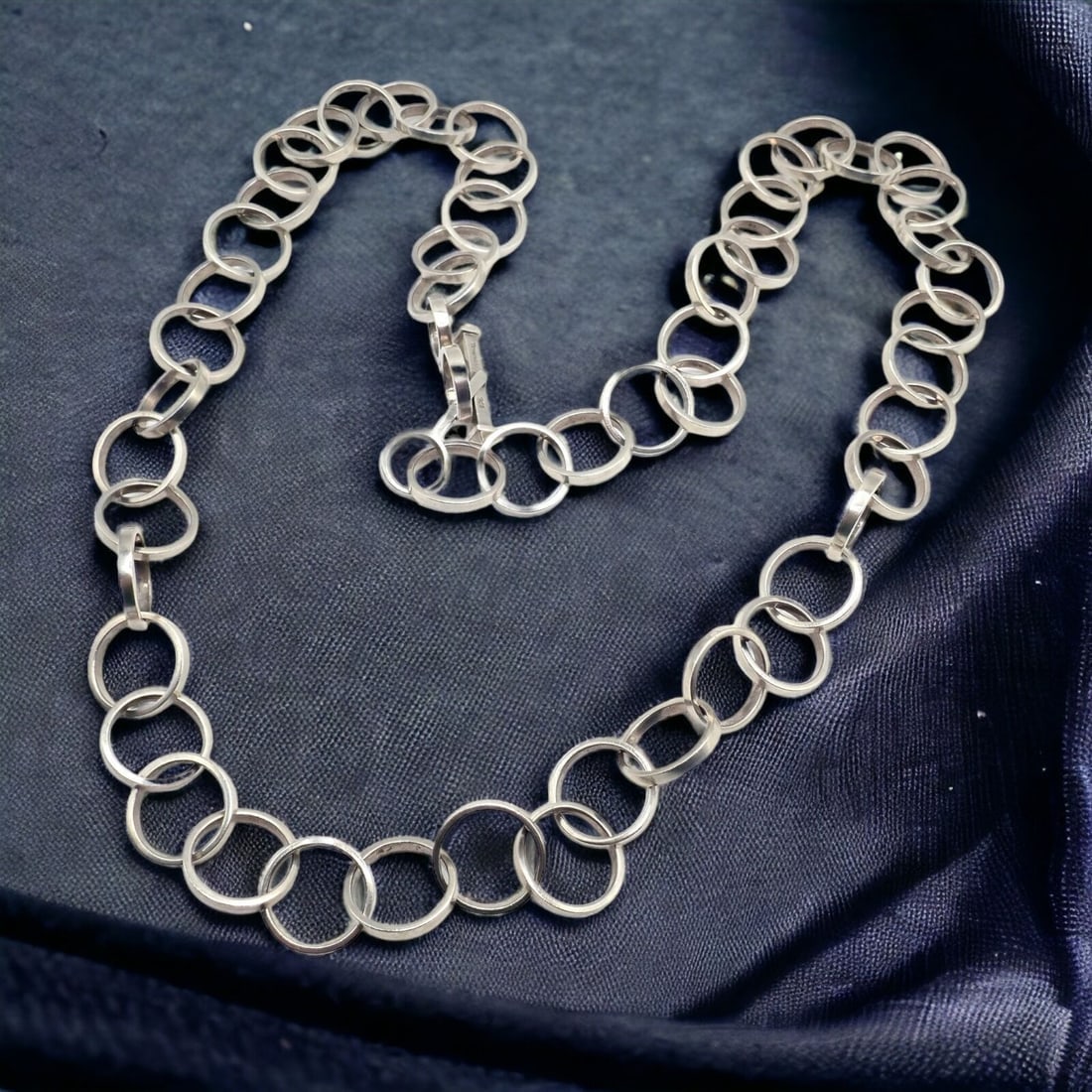 Rare! Tiffany & Co Picasso Sterling Silver Circle Link Long 34" Circle Necklace - 4