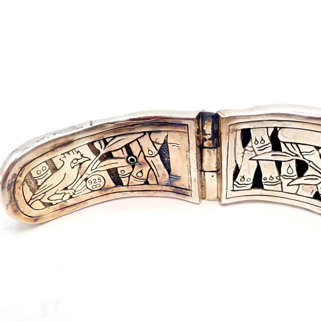 Authentic! John Hardy Silver White Topaz 30 Bamboo Large Cuff Bracelet - 2