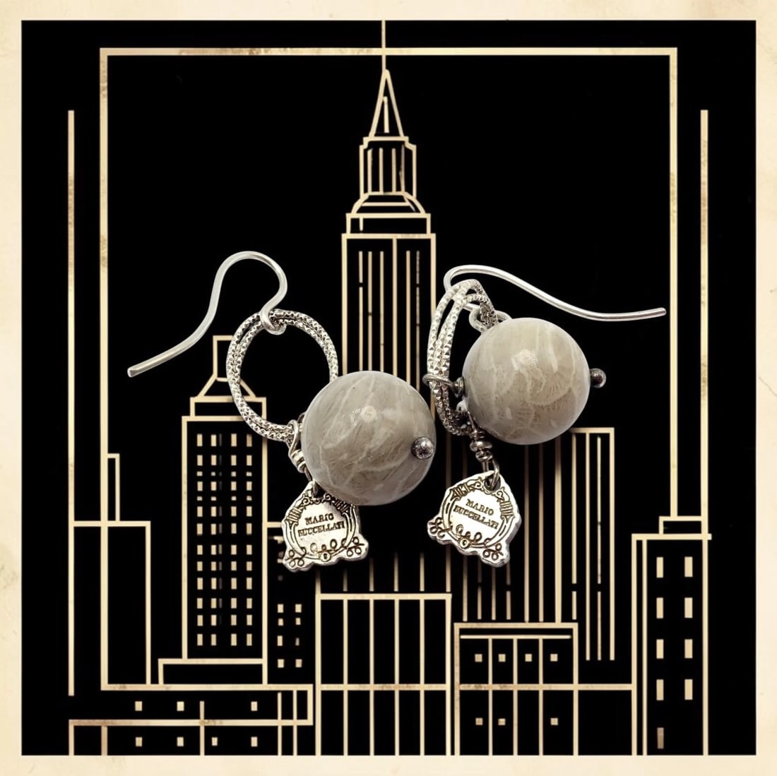 Rare! Mario Buccellati Free Time Silver Oval River Stone Earrings - 2