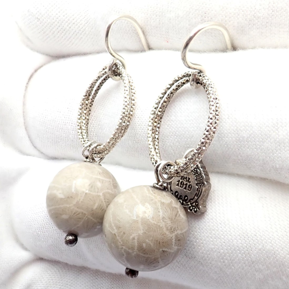 Rare! Mario Buccellati Free Time Silver Oval River Stone Earrings - 7