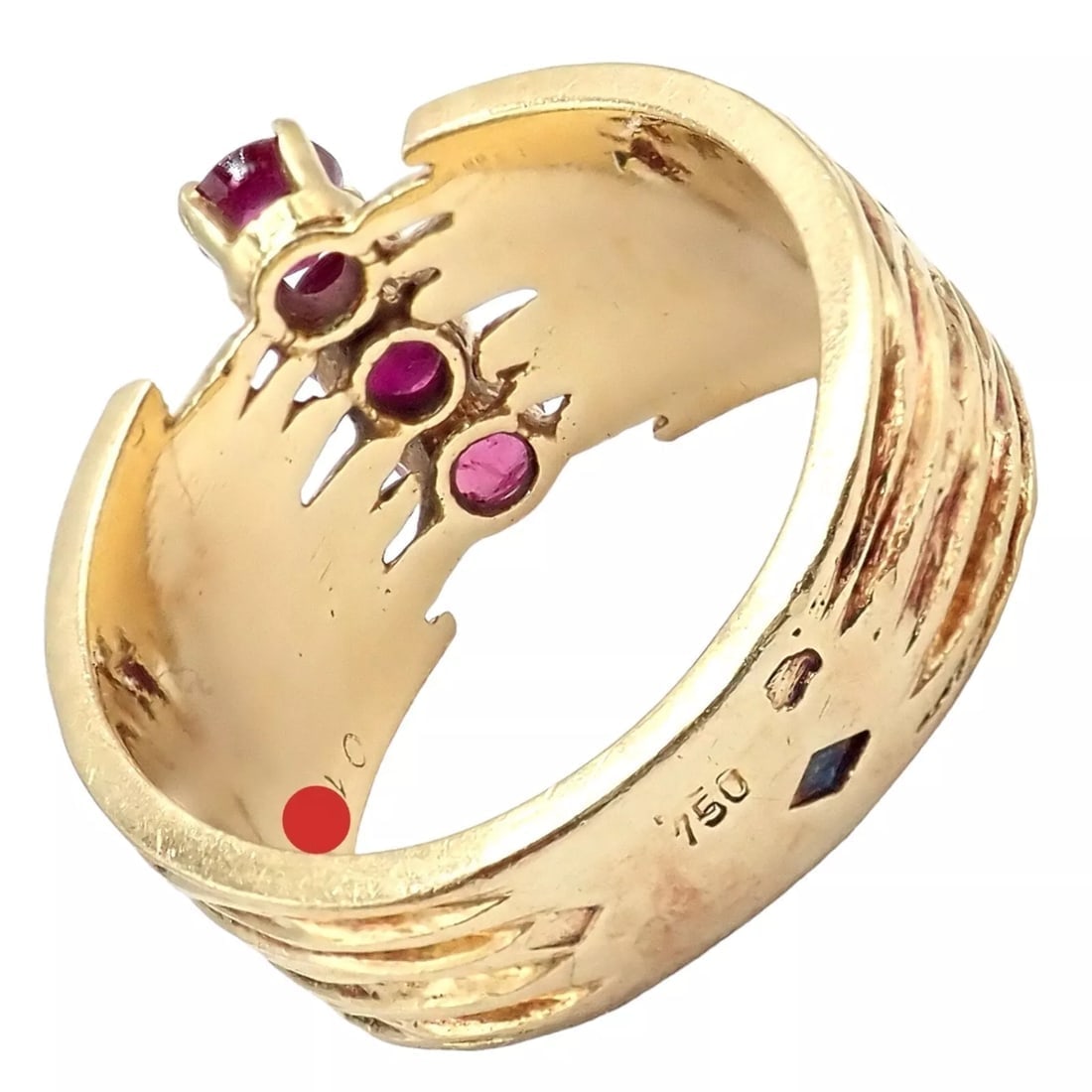 Authentic! Vintage Cartier 18k Yellow Gold Ruby Ring - 2