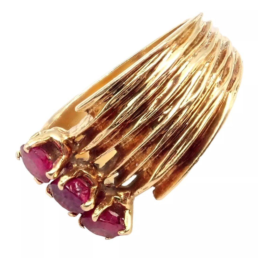 Authentic! Vintage Cartier 18k Yellow Gold Ruby Ring - 3