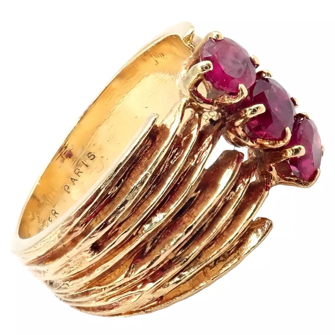 Authentic! Vintage Cartier 18k Yellow Gold Ruby Ring - 4