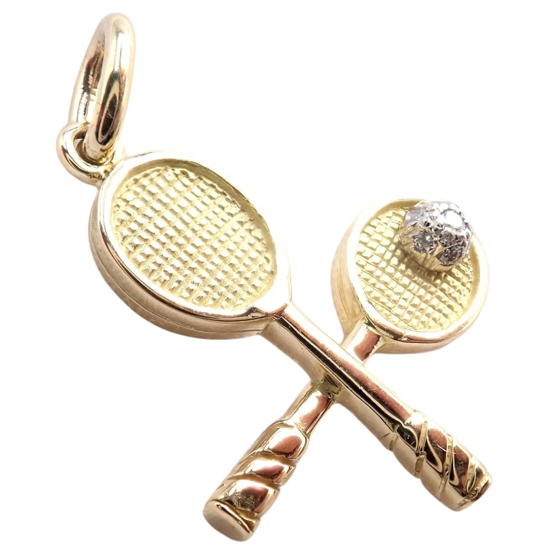 Rare Vintage Tiffany & Co. 18k Yellow + White Gold Tennis Rackets Diamond Charm - 7