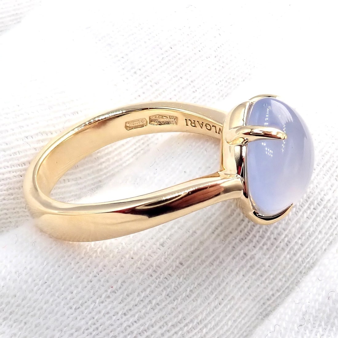 Authentic! Bulgari 18k Yellow Gold Mediterranean Eden Chalcedony Ring Size 5.75 - 3