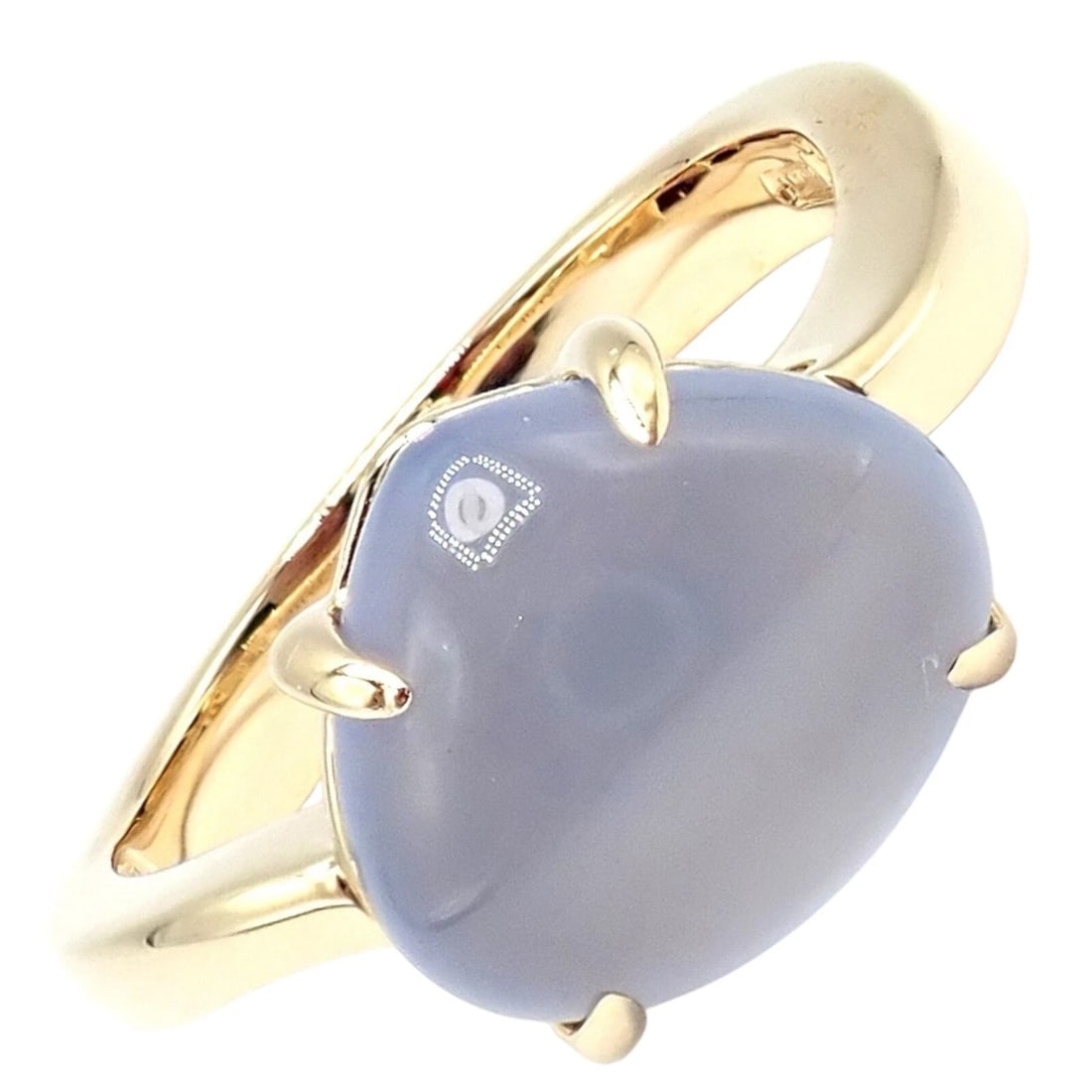 Authentic! Bulgari 18k Yellow Gold Mediterranean Eden Chalcedony Ring Size 5.75 - 9