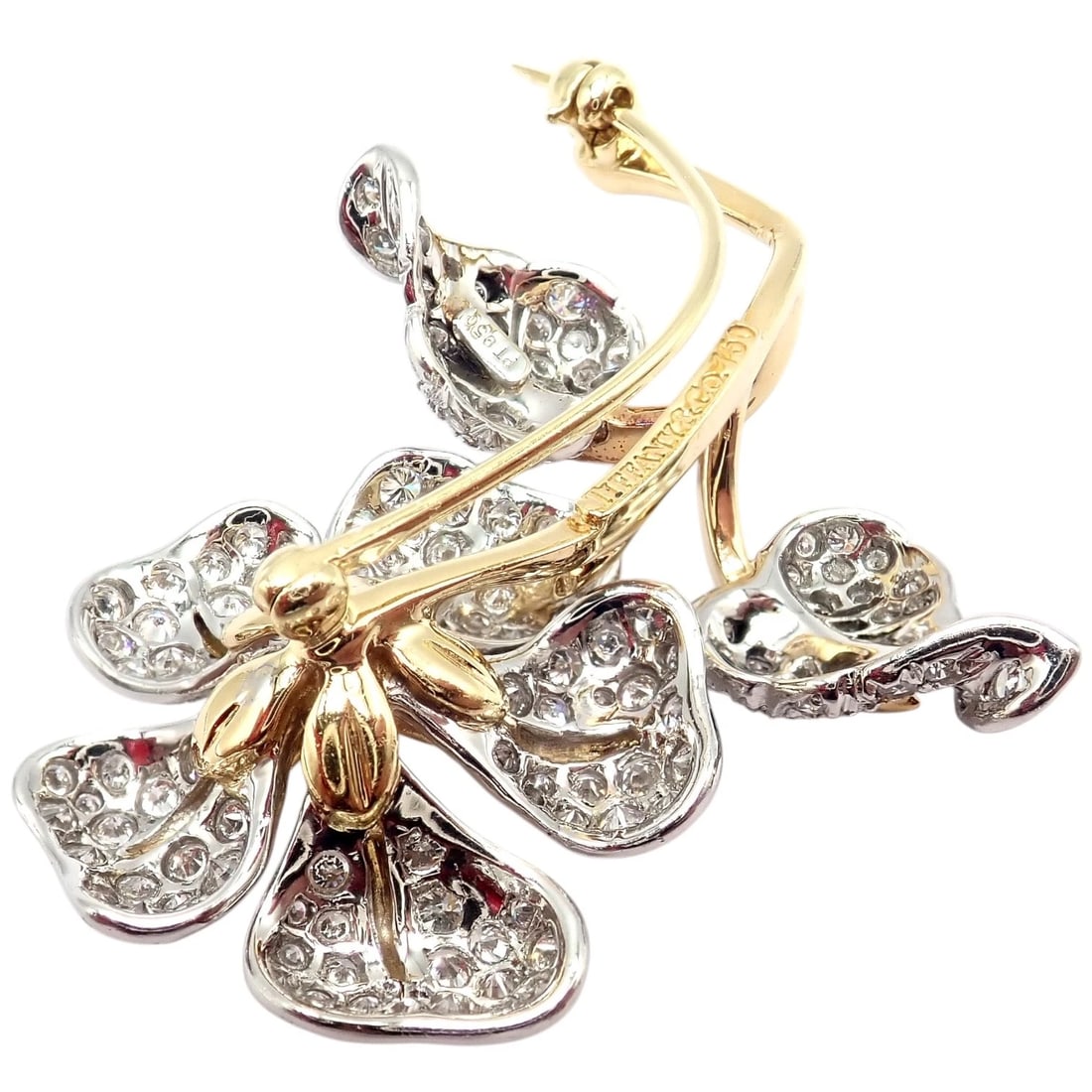 Vintage! Tiffany & Co 18k Yellow Gold Platinum Diamond Pearl Pin Brooch - 4