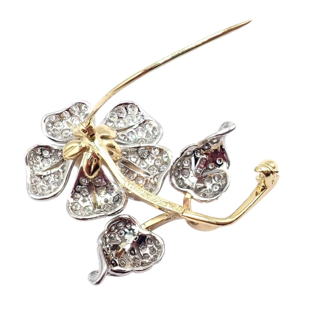 Vintage! Tiffany & Co 18k Yellow Gold Platinum Diamond Pearl Pin Brooch - 5
