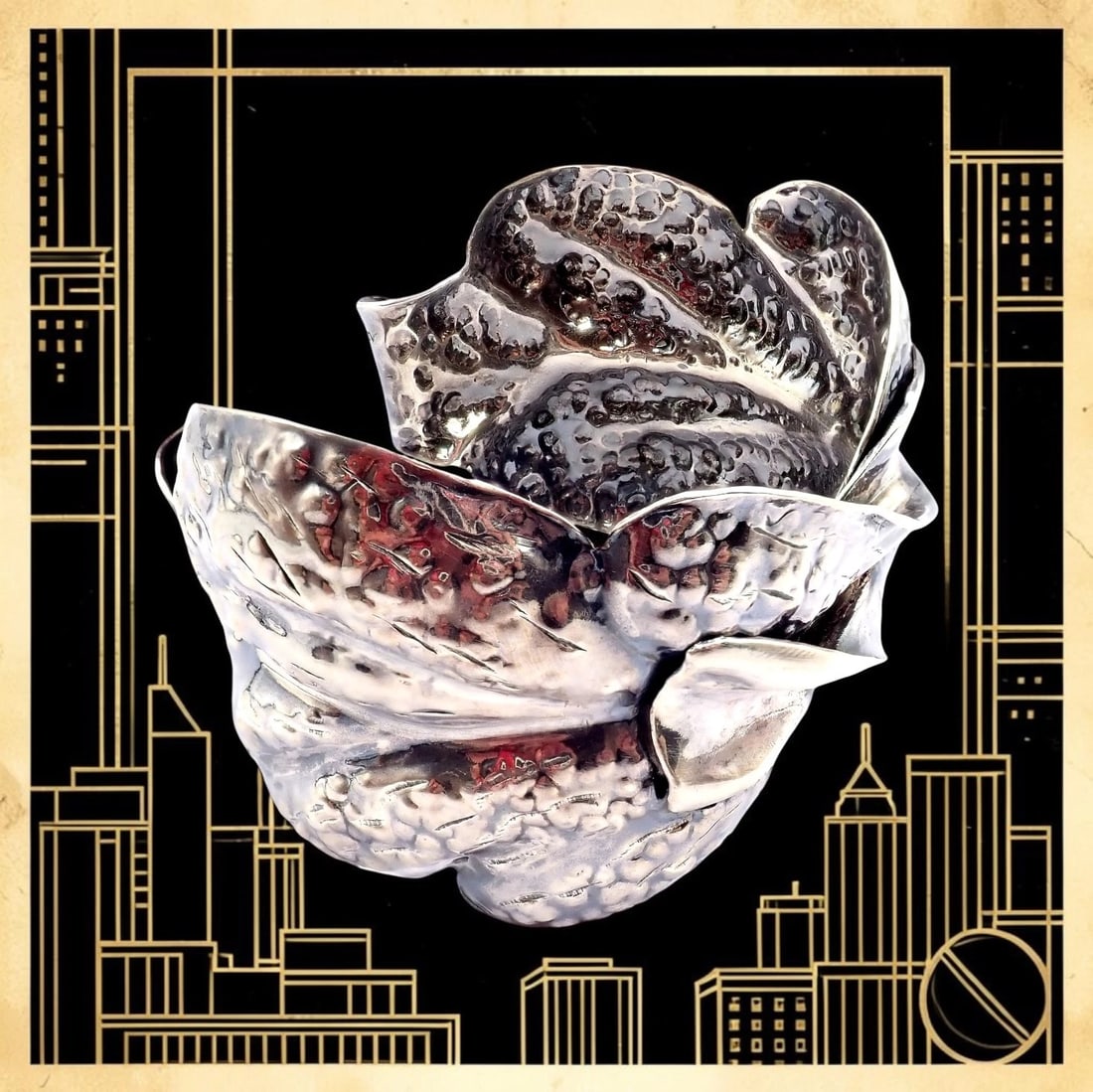 Rare! Vintage Mario Buccellati Silver Magnolia Leaf Branch Cuff Bracelet - 2