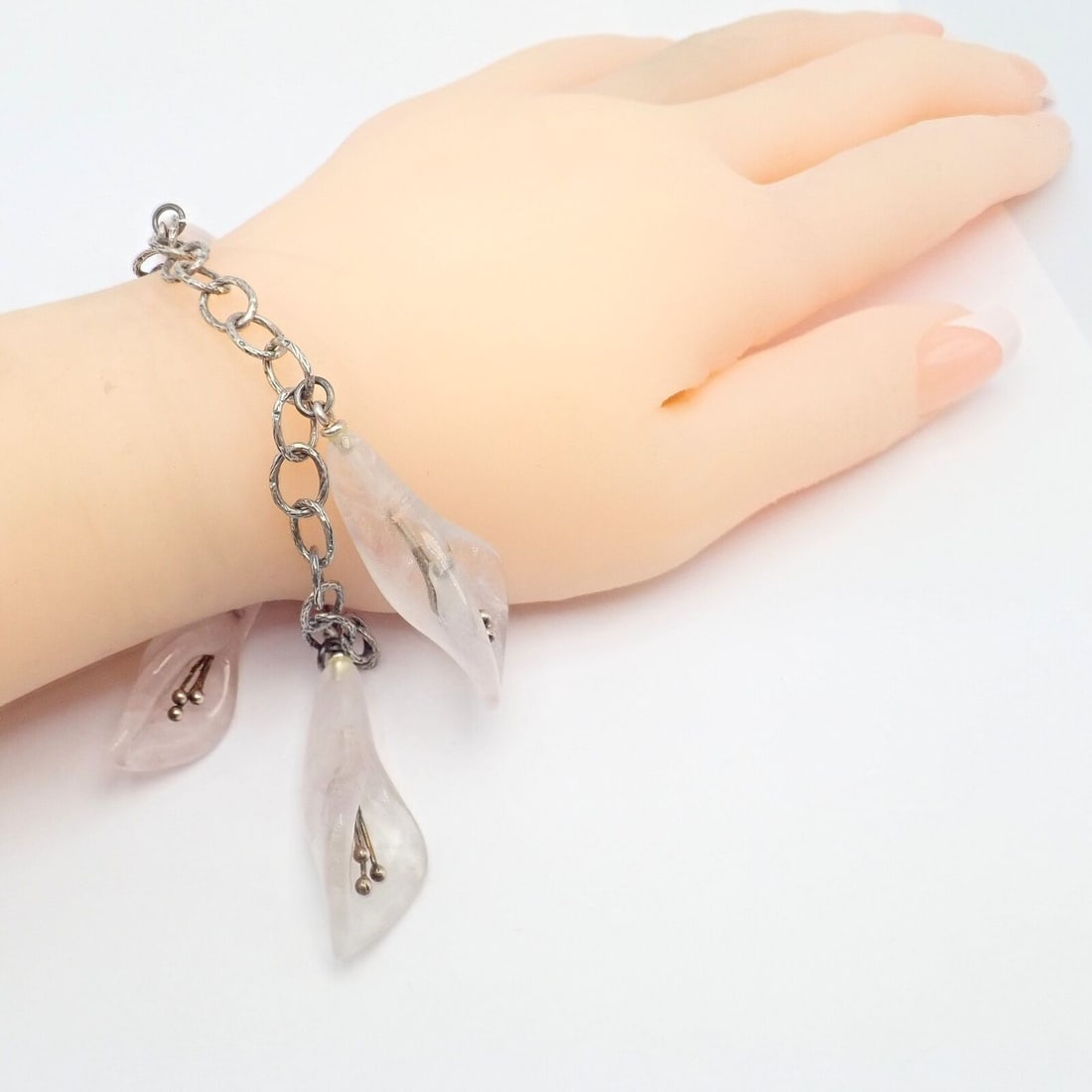 Rare! Vintage Mario Buccellati Silver Quartz Calla Lily Bracelet - 7