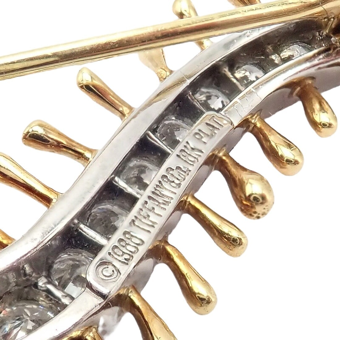 Vintage Tiffany & Co. Platinum 18k Yellow Gold Diamond Centipede Pin Brooch 1988 - 2