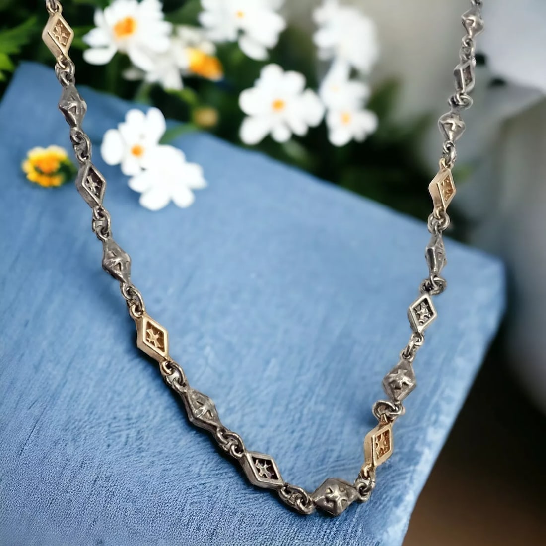 Authentic! Loree Rodkin 18k Yellow Gold + Silver 16" Chain Necklace - 2