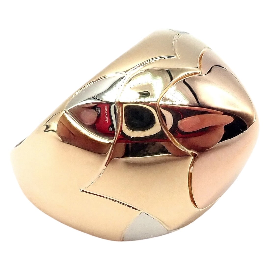 Authentic! Bvlgari Bulgari 18k Yellow White Rose Gold Tricolor Pyramid Ring sz 6 - 3