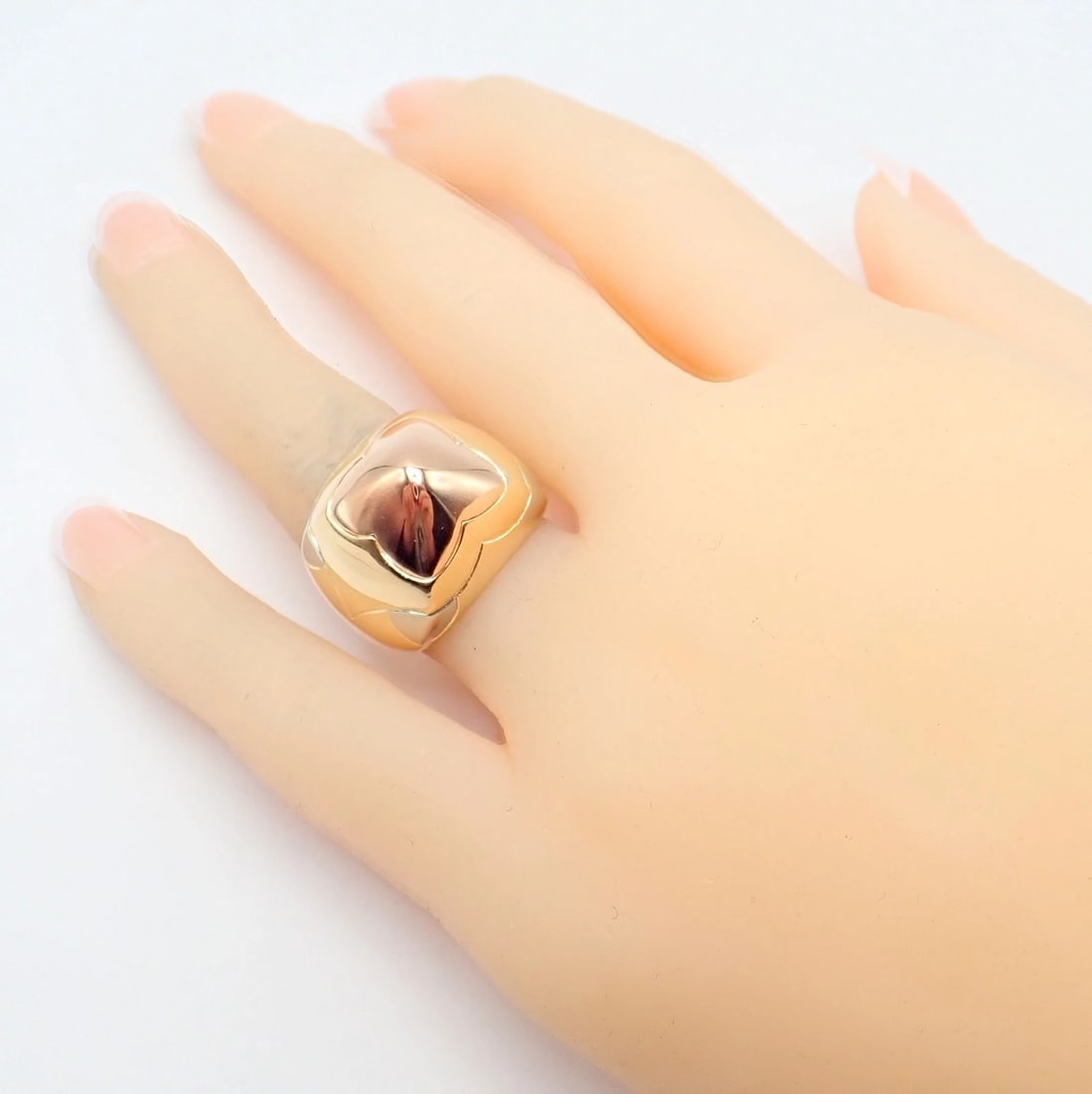 Authentic! Bvlgari Bulgari 18k Yellow White Rose Gold Tricolor Pyramid Ring sz 6 - 4