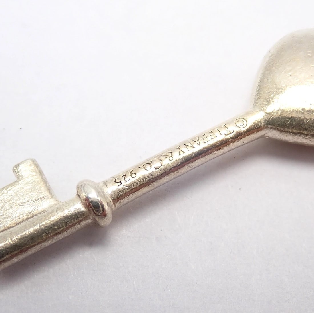 Tiffany & Co. Silver Diamond Key Heart Charm Pendant + Spring Ring Clasp - 3