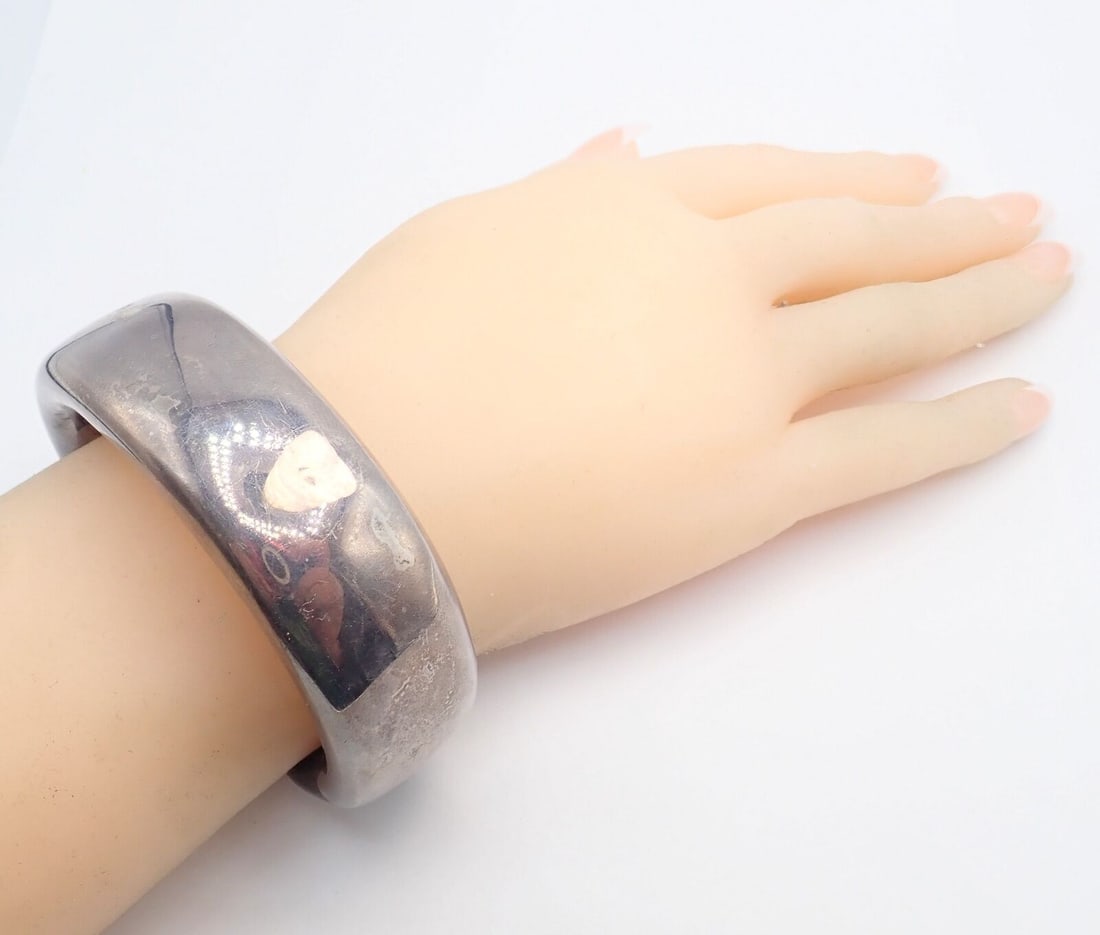 Vintage Tiffany & Co Sterling Silver Andreas Mikkelson Ebony Wood Cuff Bracelet - 4