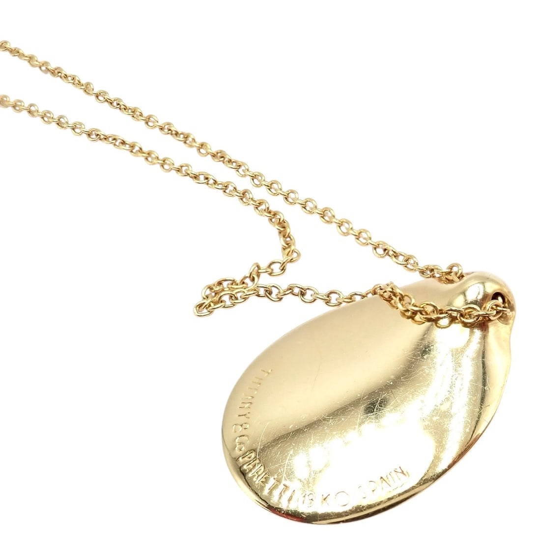 Tiffany & Co Peretti 18k Yellow Gold Madonna Medium Pendant Chain Necklace - 7