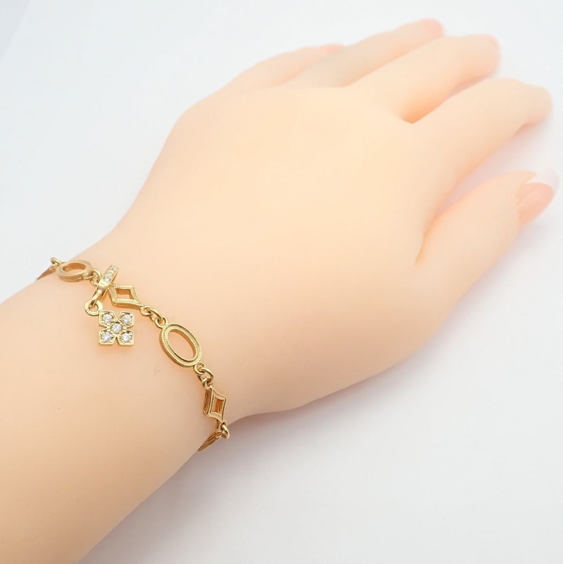 Rare Loree Rodkin 18k Yellow Gold Diamond Cross Bracelet - 4