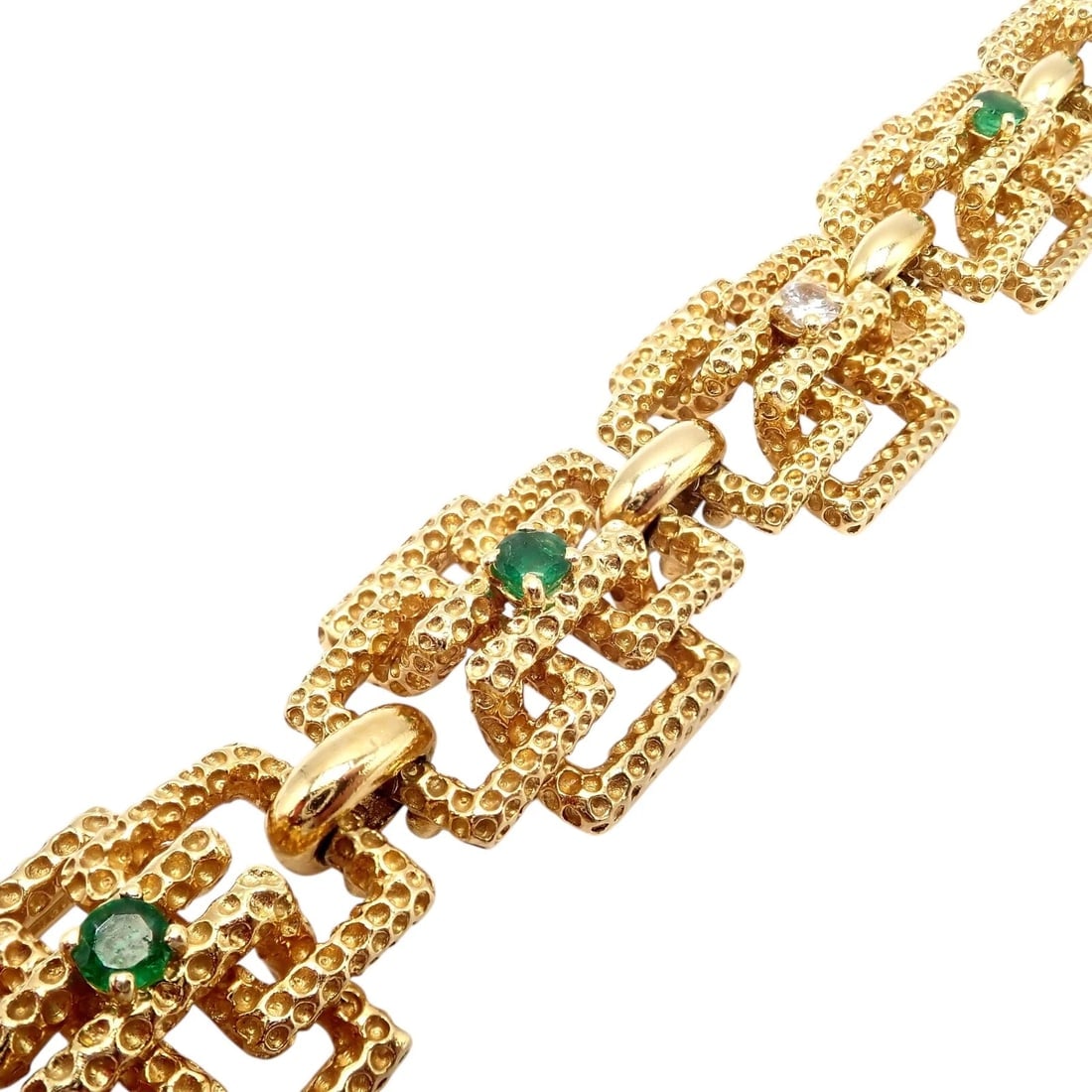 Vintage Tiffany & Co France 18k Yellow Gold Diamond Emerald Bracelet - 5