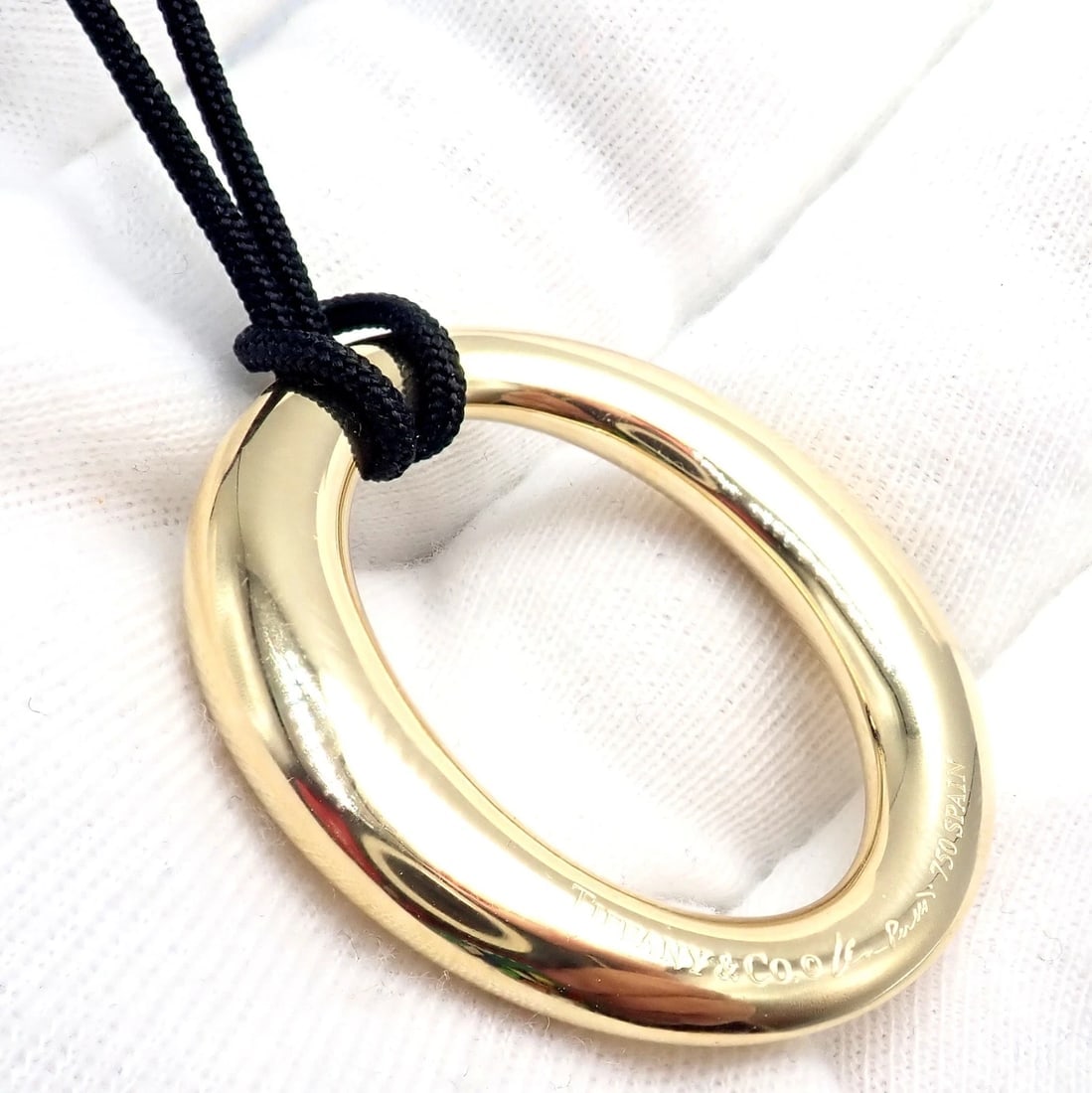 Tiffany & Co 18k Yellow Gold Elsa Peretti Medium 35mm Sevillana Necklace - 4