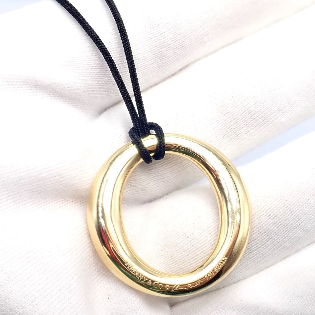 Tiffany & Co 18k Yellow Gold Elsa Peretti Medium 35mm Sevillana Necklace - 9