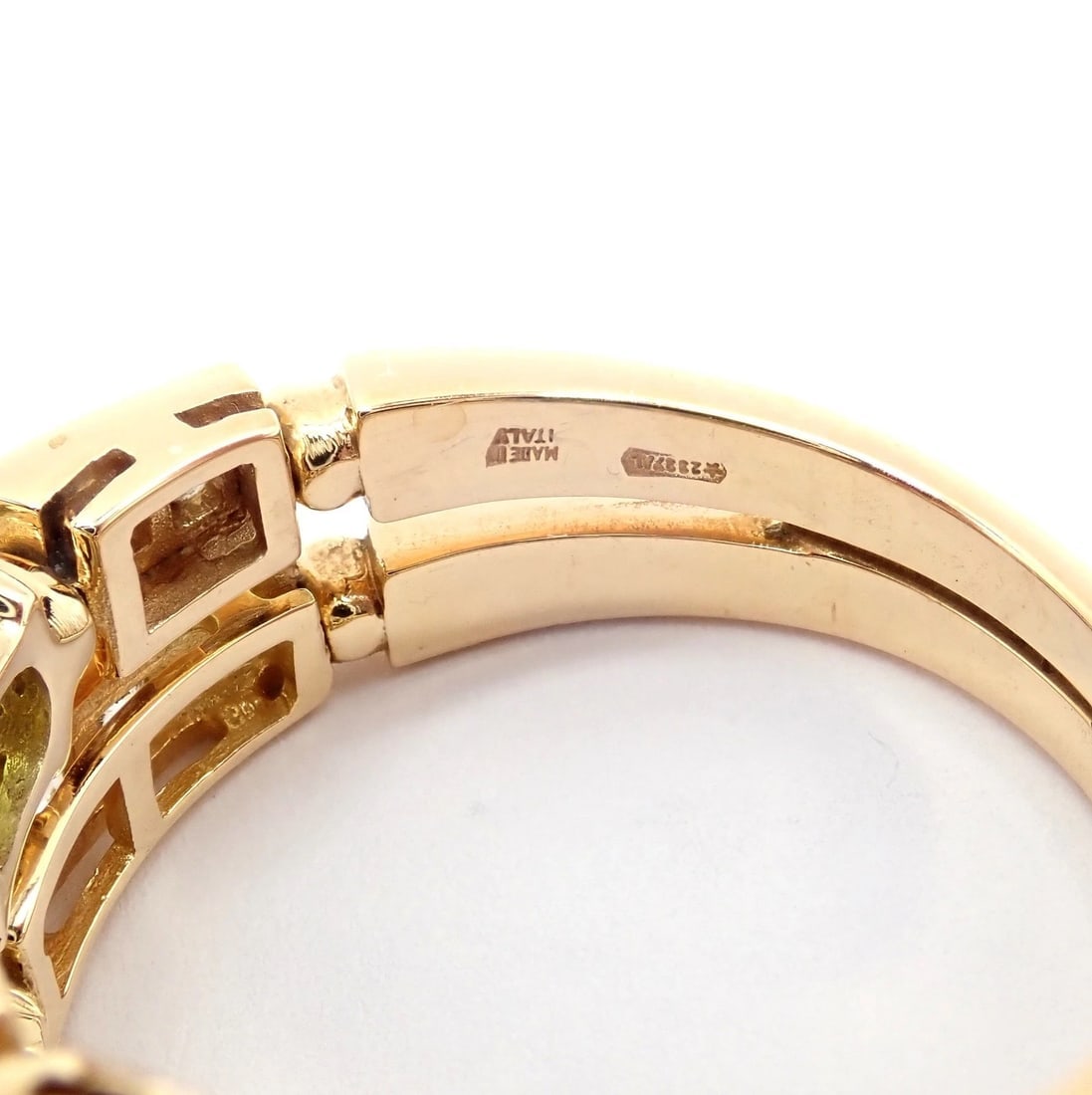 Bulgari Bulgari Allegra 18k Gold Diamond Peridot Tourmaline Band Ring - 6