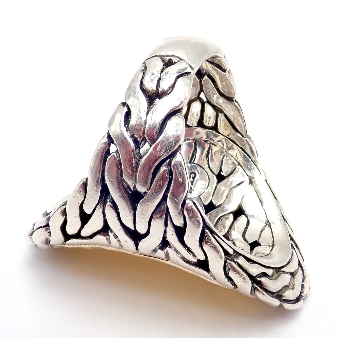 John Hardy JH Silver 22k Yellow Gold Classic Palu Saddle Cocktail Ring sz 7 - 4
