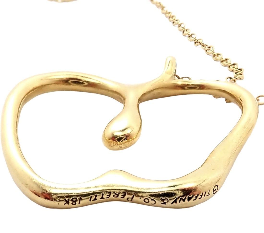 Authentic! Tiffany & Co Peretti 18k Yellow Gold Large Apple Pendant Necklace - 4