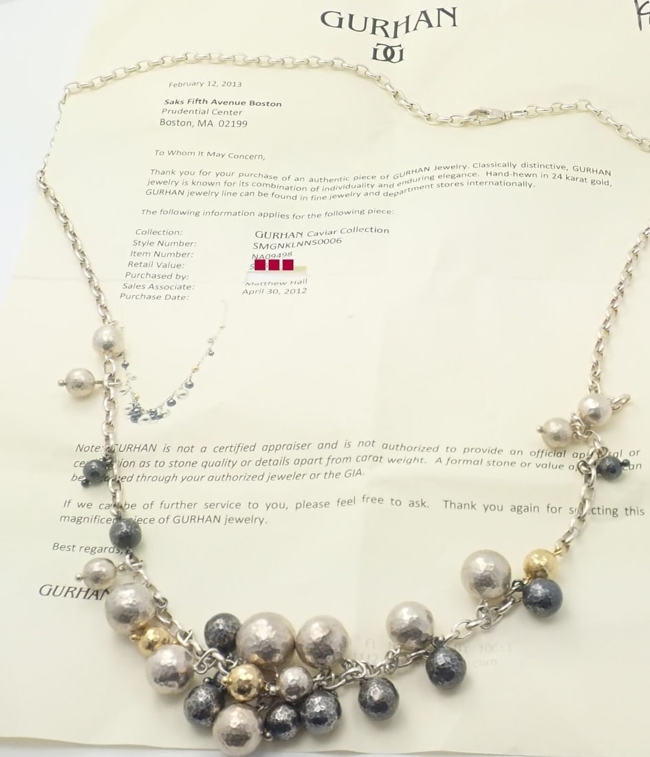 Authentic Gurhan 24k Yellow Gold Sterling Silver Long Caviar Bead Necklace 31" - 5