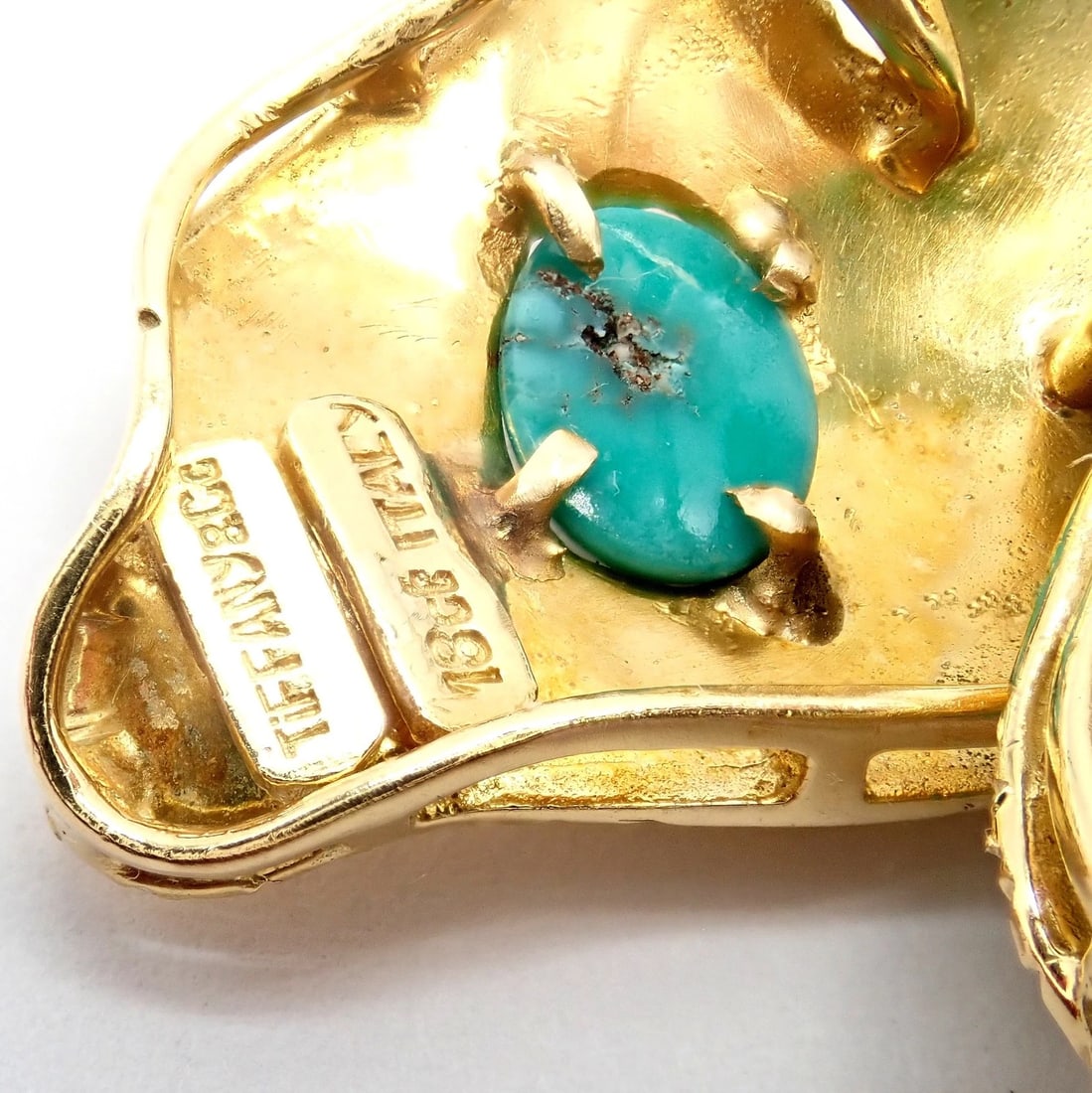 Vintage Tiffany & Co. 18k Yellow Gold Turquoise Butterfly On A Rock Pin Brooch - 5