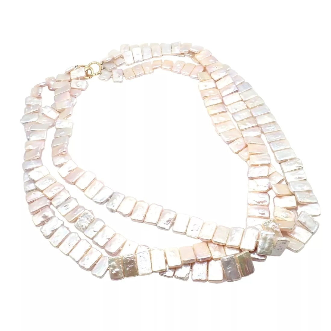 Rare! Angela Cummings 18k Yellow Gold Mother Of Pearl Three Row Necklace 1984 - 7
