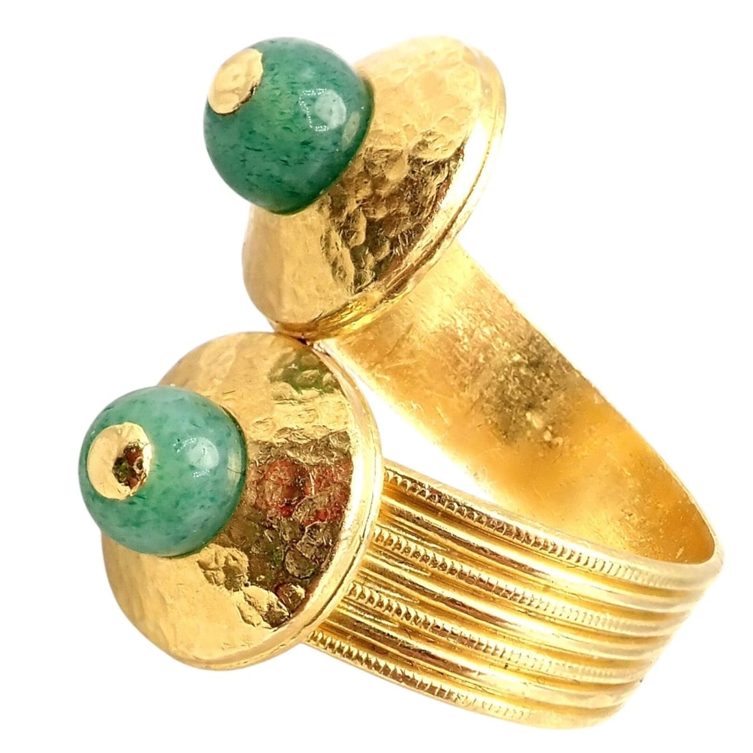 Authentic! Ilias Lalaounis Greece 22k Yellow Gold French Nephrite Ring - 2