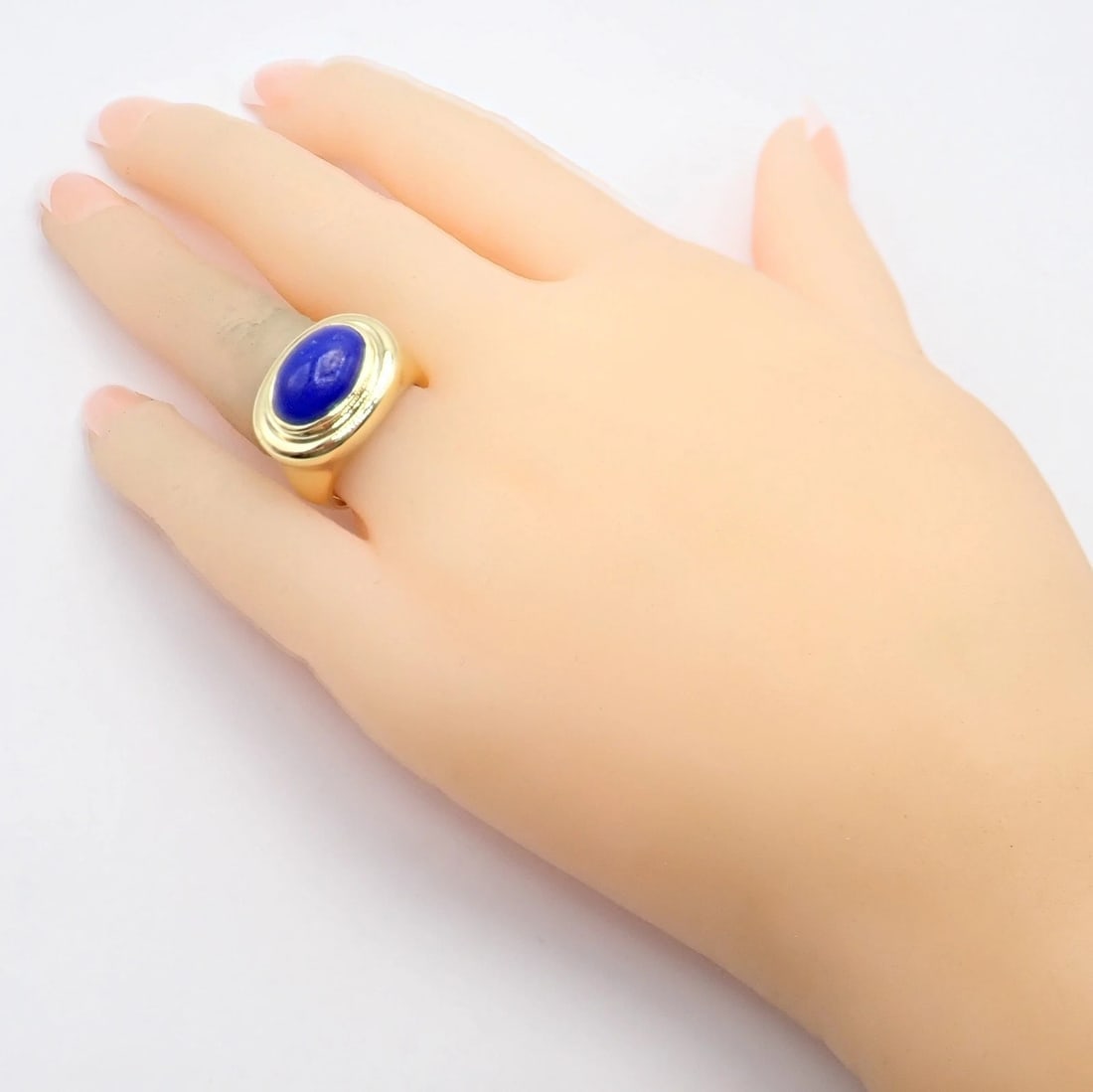 Authentic! Tiffany & Co Paloma Picasso 18k Yellow Gold Large Lapis Oval Ring - 4