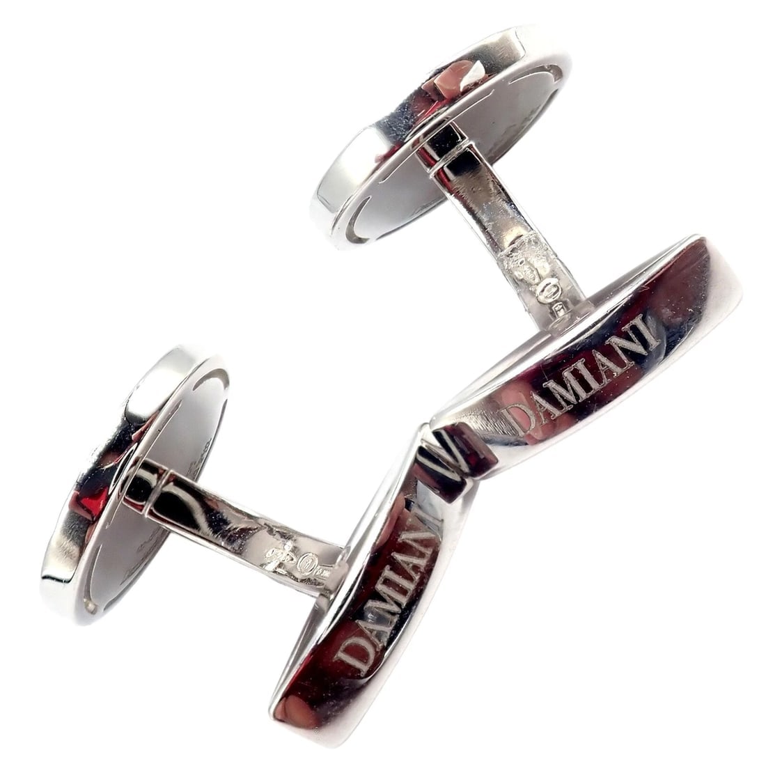 Authentic! Damiani Brad Pitt 18k White Gold Diamond Black Onyx Cufflinks - 4