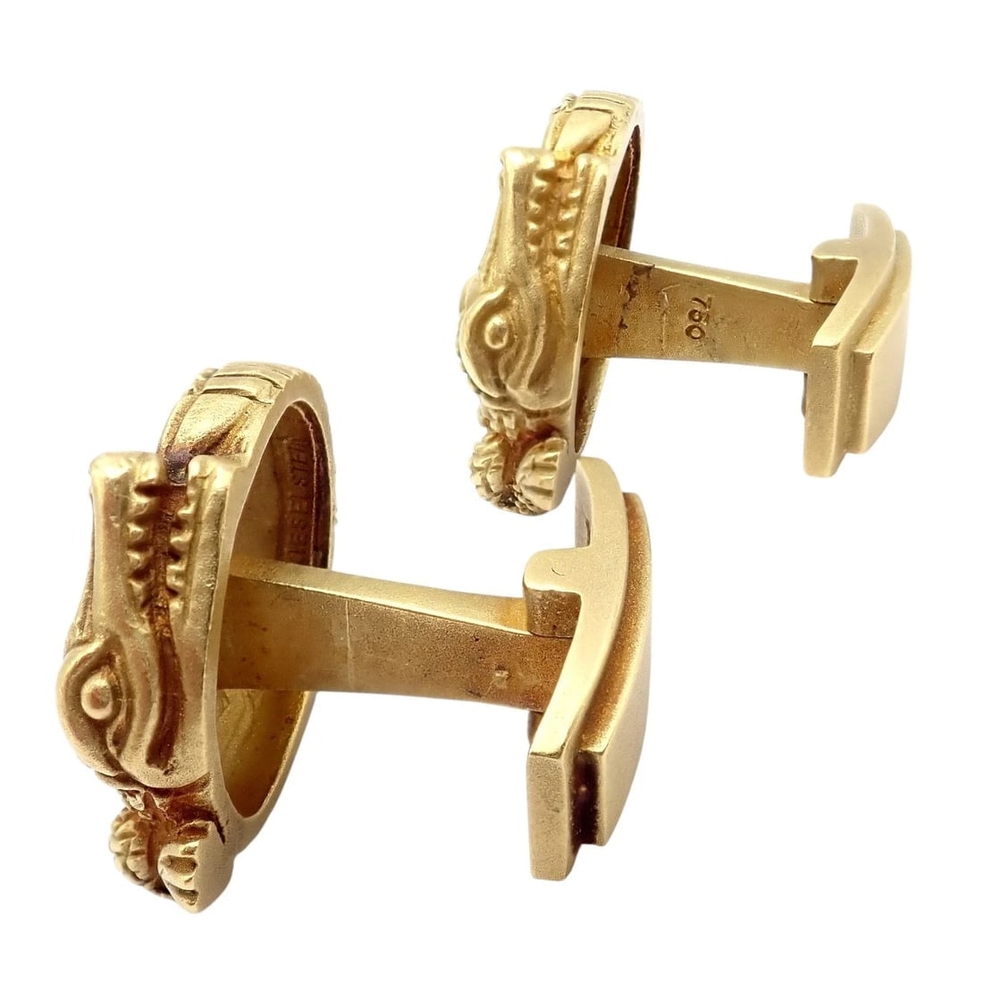 Rare! Vintage Kieselstein Cord 18k Yellow Gold Coiled Alligator Cufflinks 1980 - 5