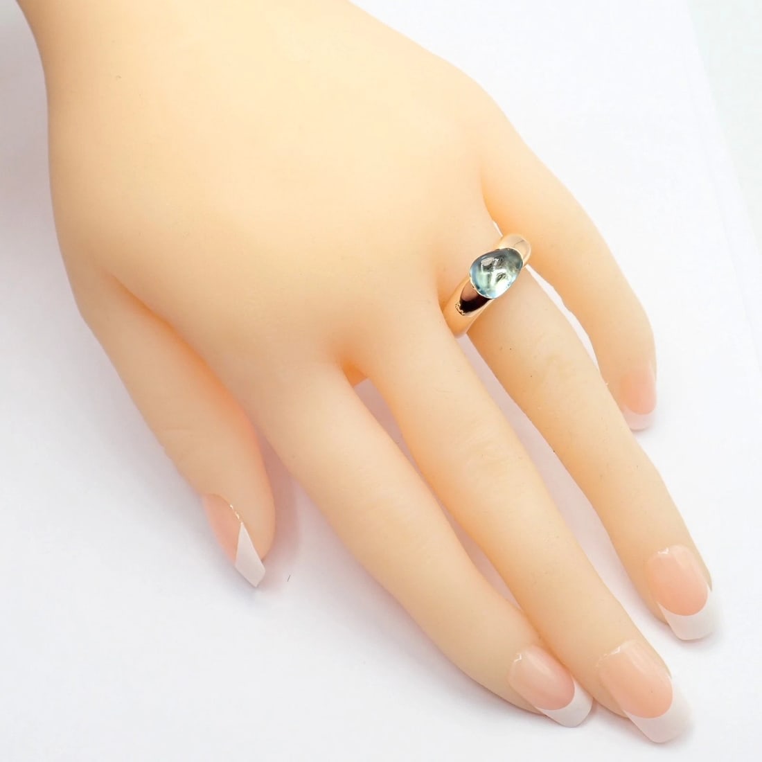 Rare! Authentic Pomellato 18k Rose Gold Sassi Large Blue Topaz Ring Sz 6.5 - 5