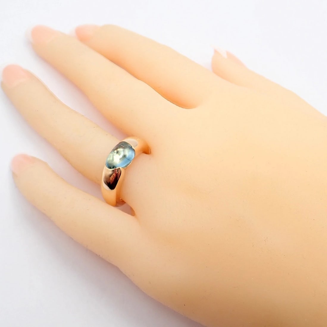 Rare! Authentic Pomellato 18k Rose Gold Sassi Large Blue Topaz Ring Sz 6.5 - 6