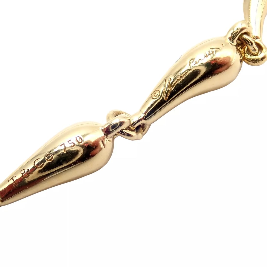 Authentic! Tiffany & Co Peretti 18k Yellow Gold Vintage Teardrop Necklace 15.75" - 3