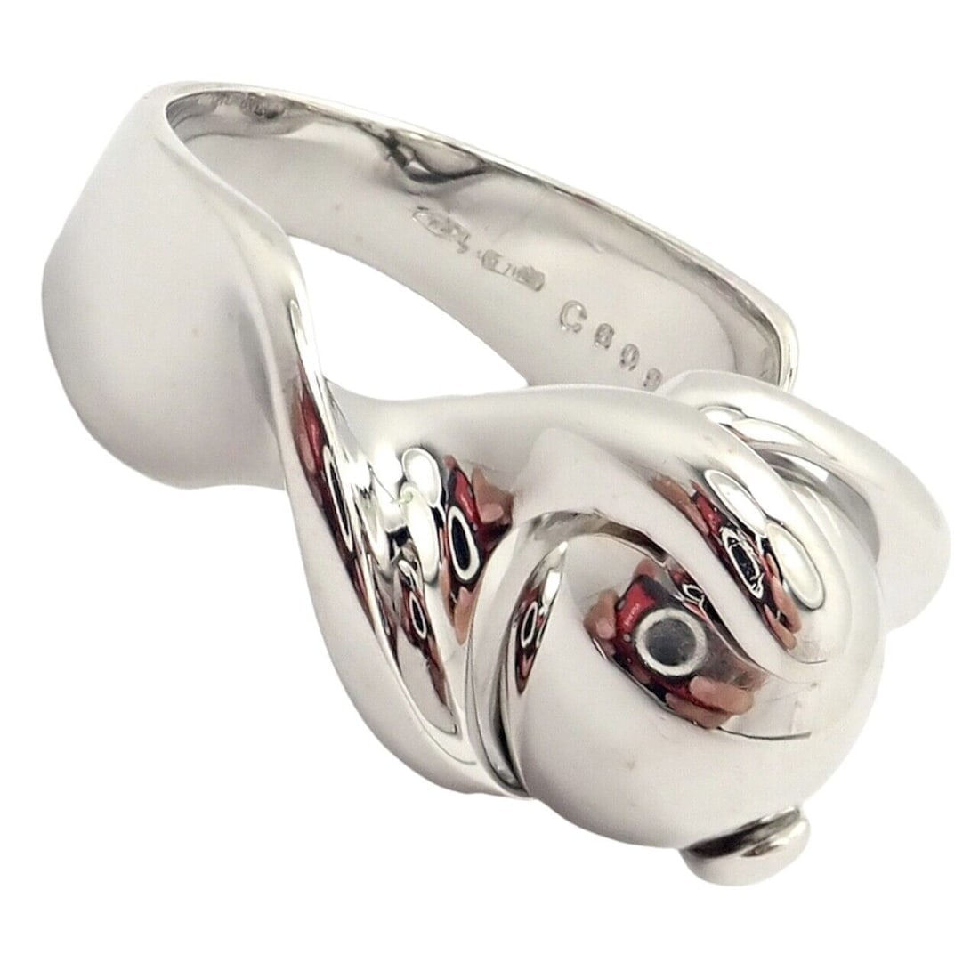 Authentic! Marina B 18k White Gold Rolling Ball Globe Ring Sz 7 - 2