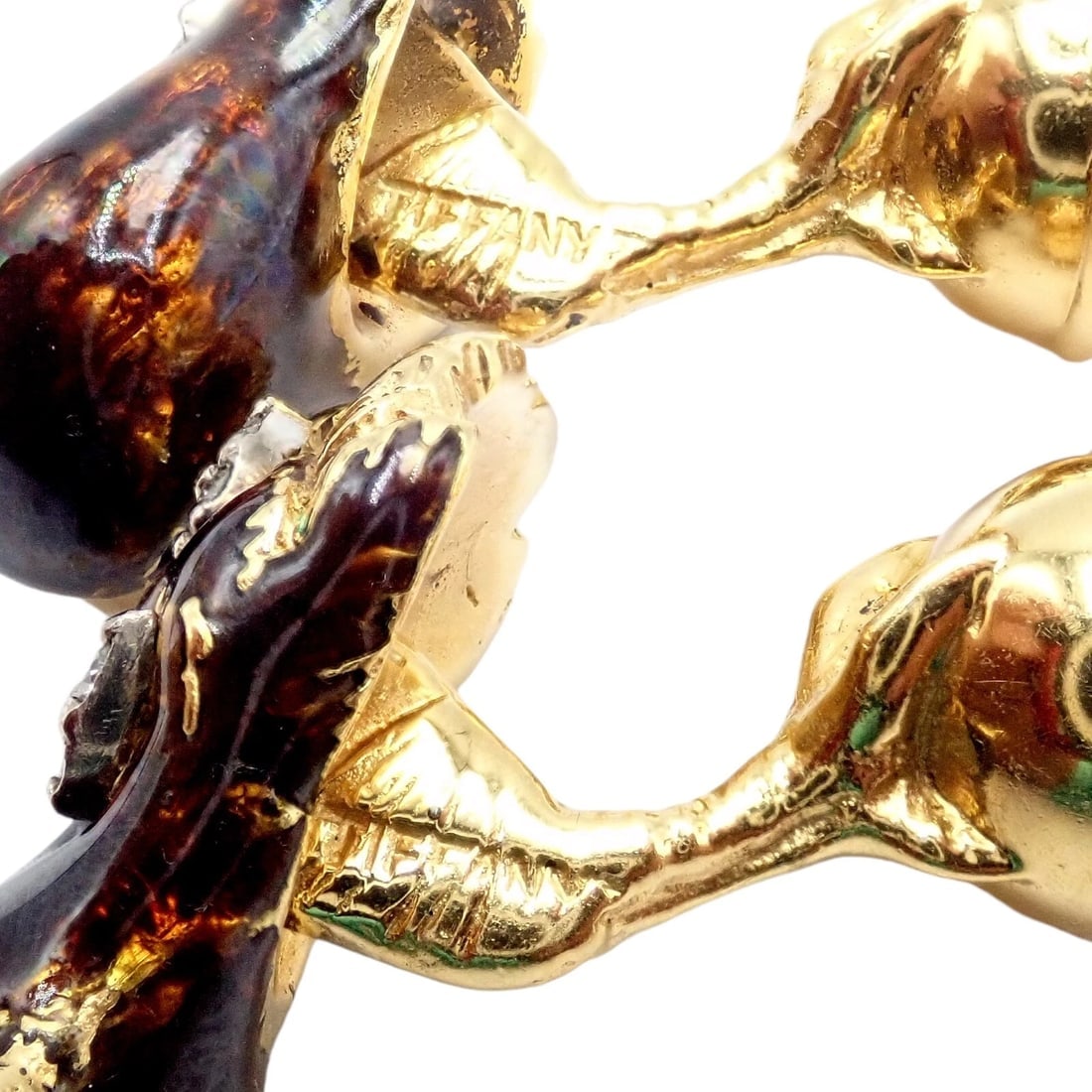 Vintage Tiffany & Co. 18k Yellow Gold Diamond Enamel Falcon Eagle Bird Cufflinks - 7