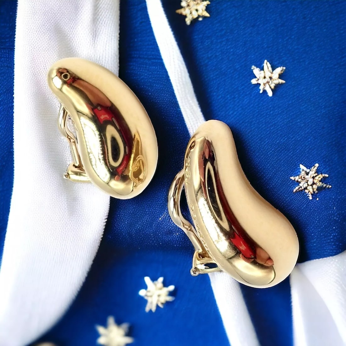 Authentic Tiffany & Co Peretti 18k Yellow Gold Teardrop Earrings - 2