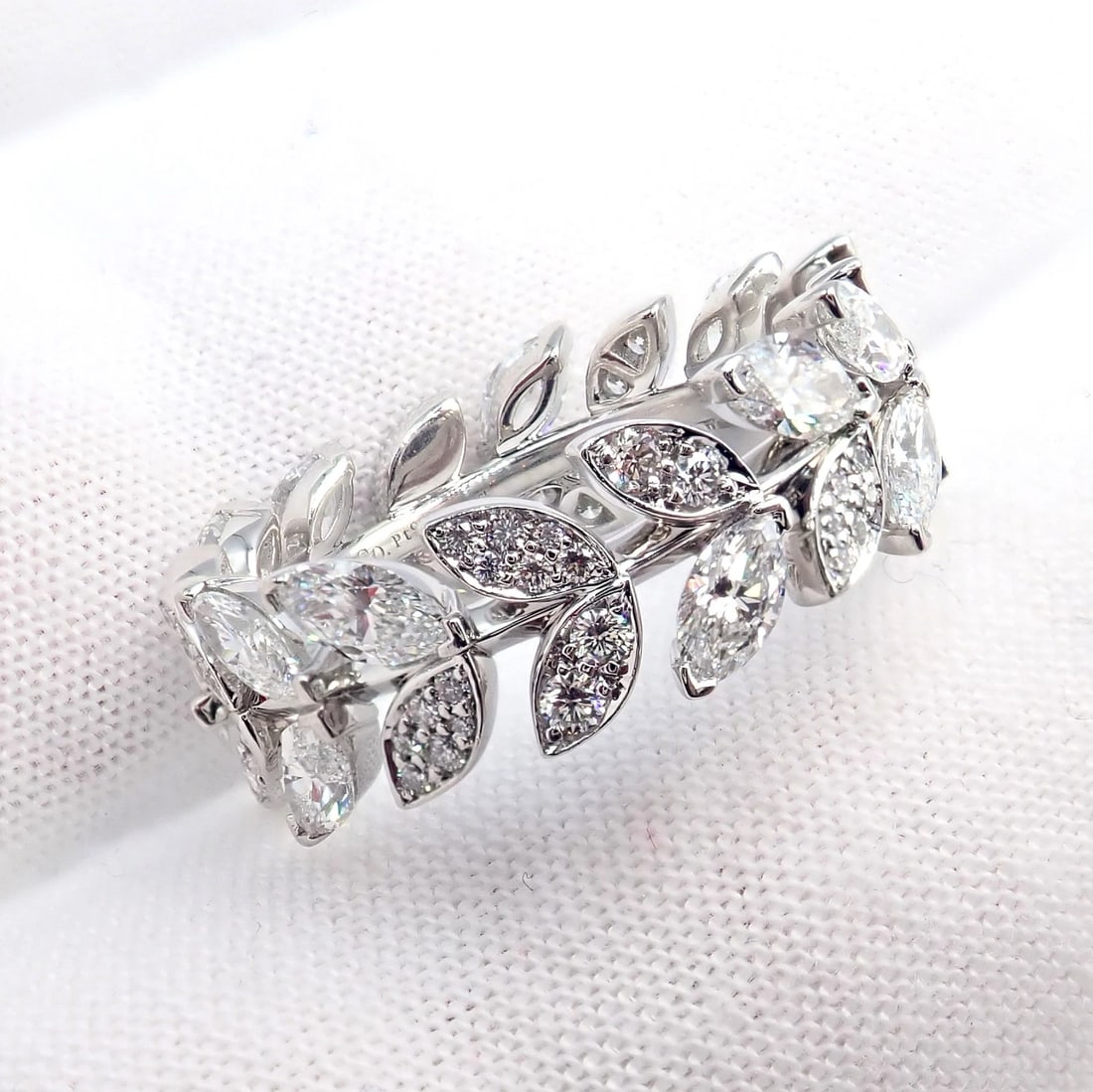 Authentic! Tiffany & Co Platlinum Victoria Vine Diamond 1.90ct Eternity Ring 7 - 3
