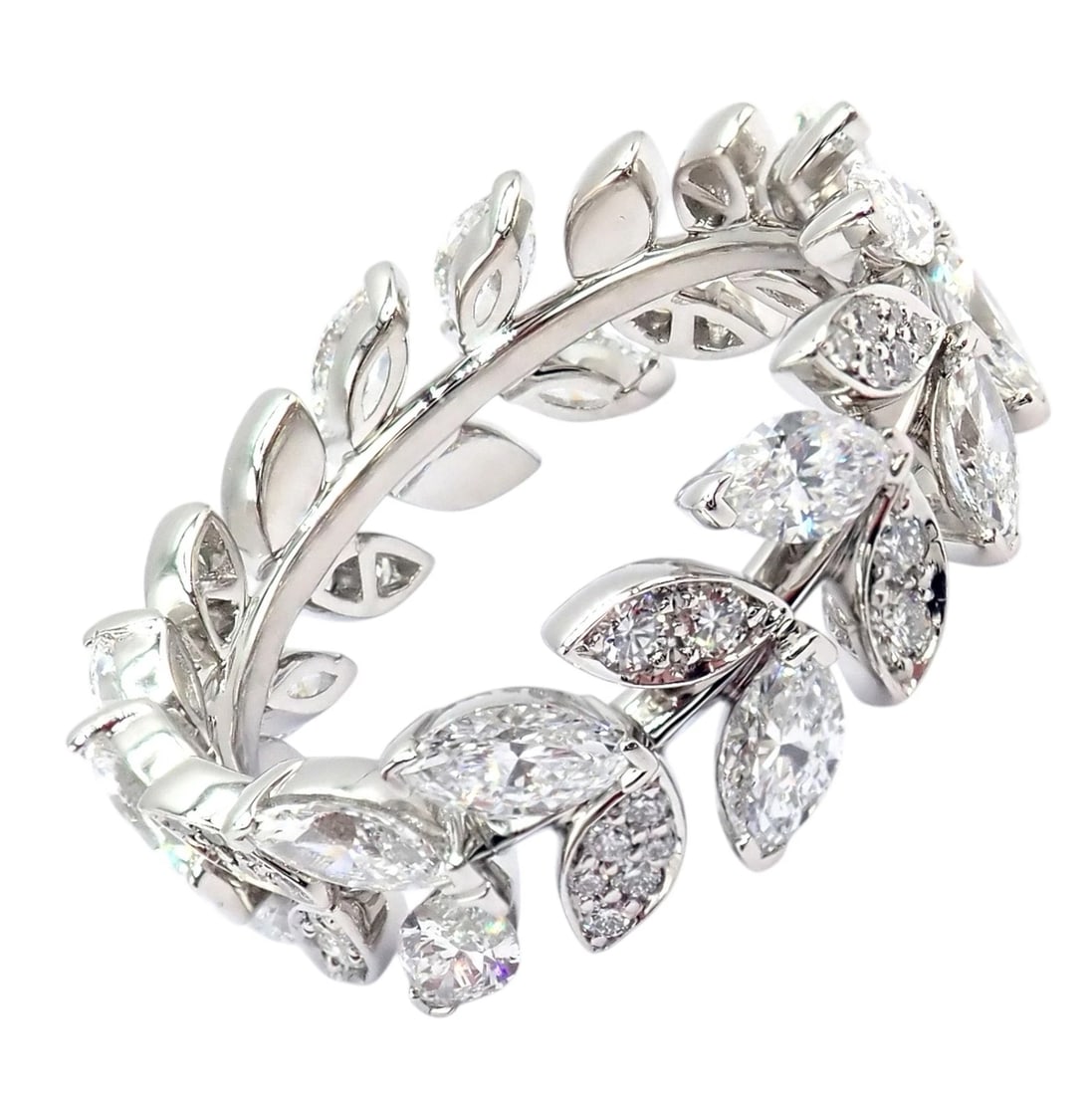 Authentic! Tiffany & Co Platlinum Victoria Vine Diamond 1.90ct Eternity Ring 7 - 6