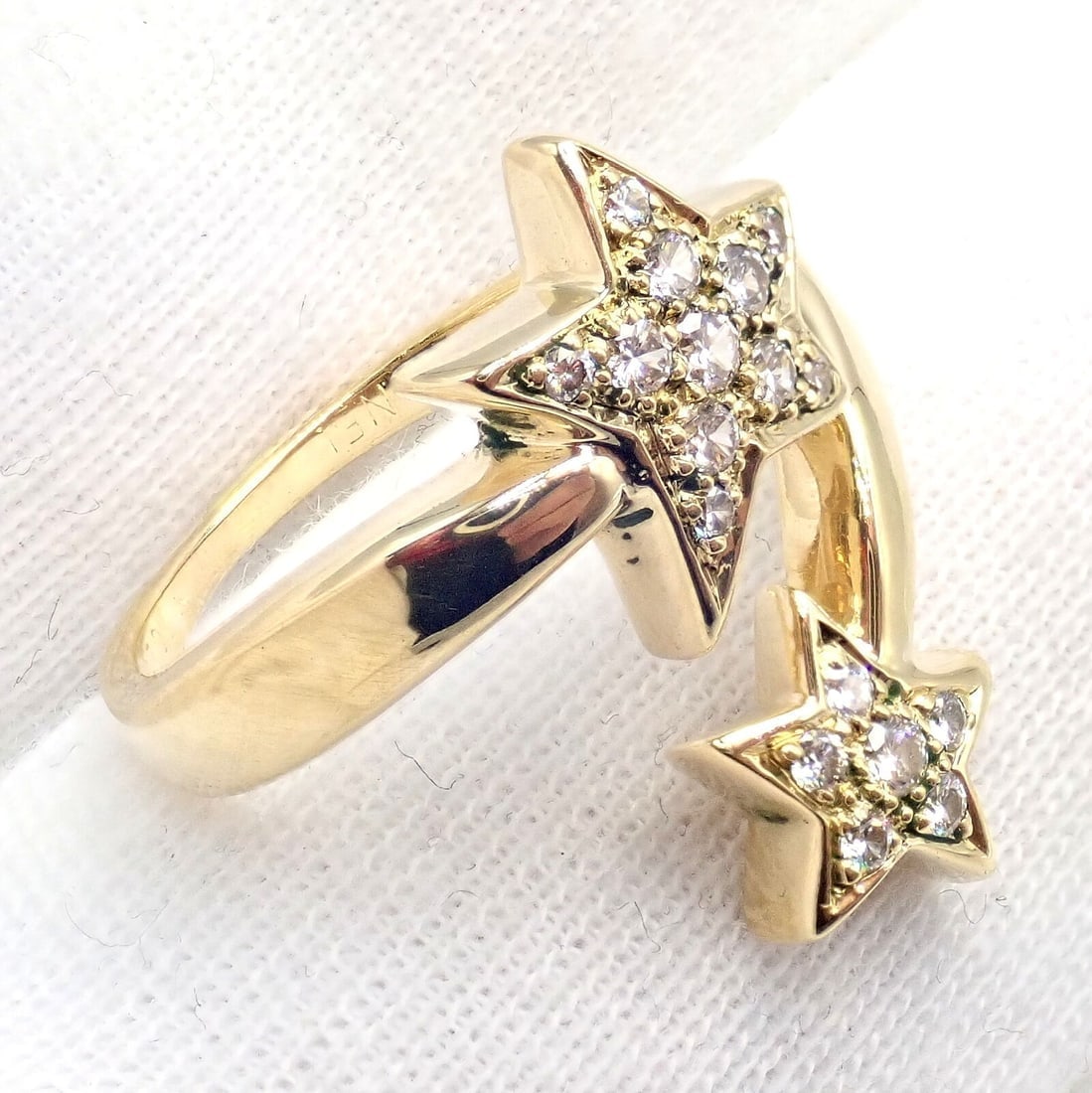 Chanel Comete 18k Yellow Gold Diamond Cocktail Stars Ring sz 6.5 - 4