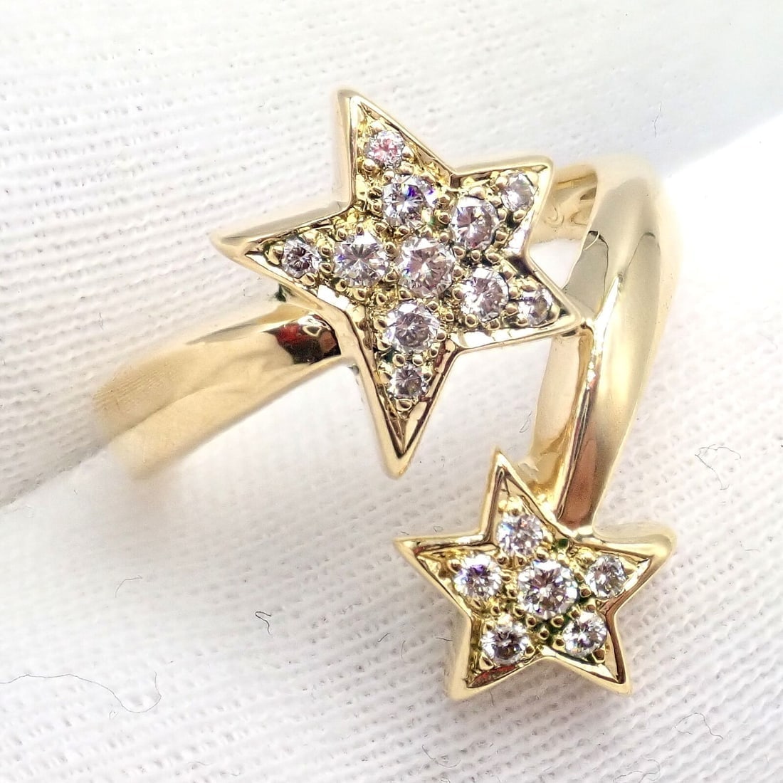 Chanel Comete 18k Yellow Gold Diamond Cocktail Stars Ring sz 6.5 - 5