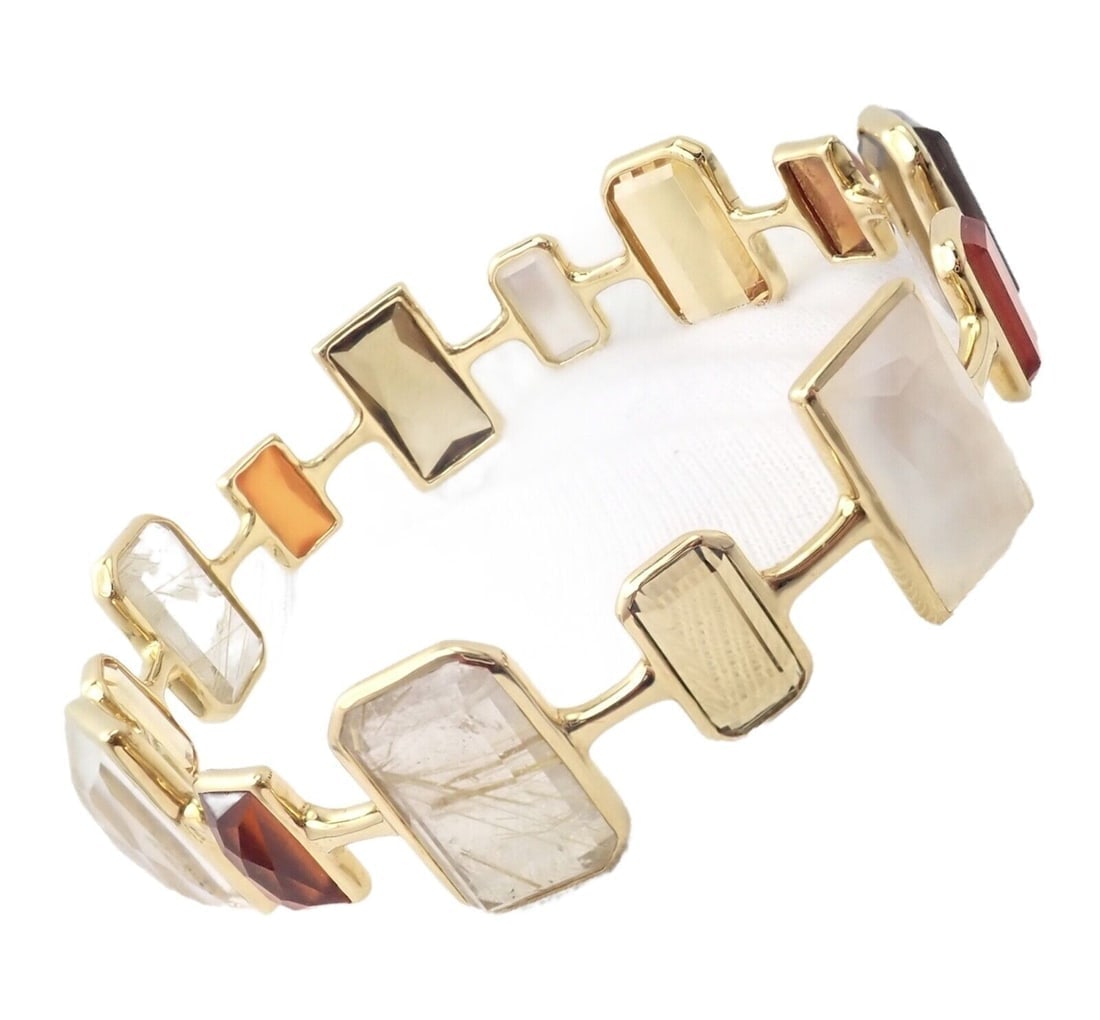 Rare! Ippolita 18k Yellow Gold Large Quartz Newport Rock Candy Bracelet - 8
