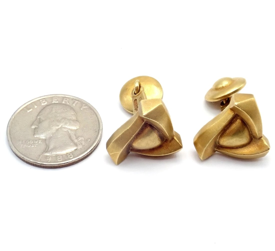 Rare! Vintage Kieselstein Cord 18k Yellow Gold Alligator Eye Cufflinks 1990 - 4