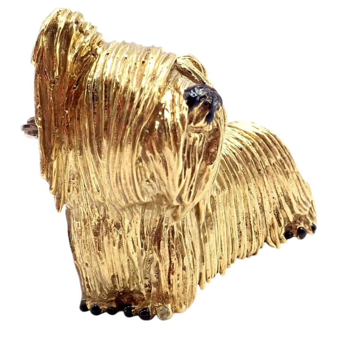 Rare! Vintage Tiffany & Co 18k Yellow Gold Enamel Dog Terrier Brooch Pin 1960's - 2