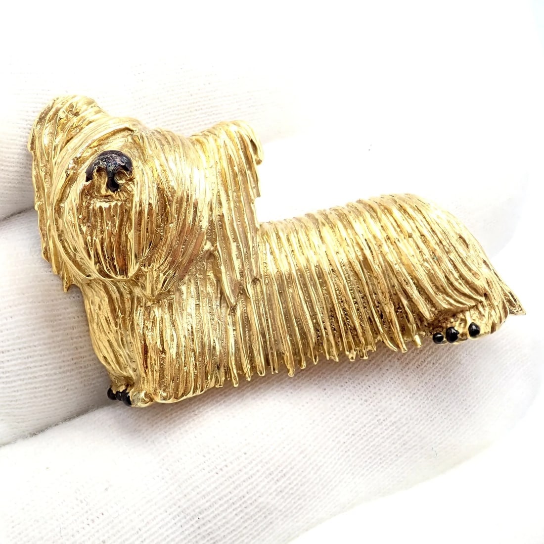 Rare! Vintage Tiffany & Co 18k Yellow Gold Enamel Dog Terrier Brooch Pin 1960's - 7