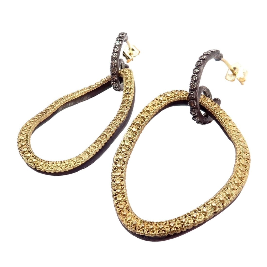 Armenta 18k Yellow Gold & Blackened Sterling Silver Diamond Statement Earrings - 2